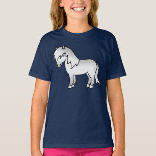 Graue Shetlandpony-Süße-Cartoon-Illustration T-Shirt