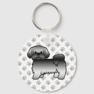 Graue Shih Tzu Süße Cartoon-Hund-Illustration Schlüsselanhänger