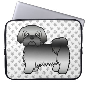 Graue Shih Tzu süße Cartoon-Hunde-Illustration Laptopschutzhülle