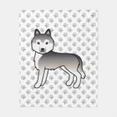 Graue sibirische Husky-Karikatur Fleecedecke (Vorderseite)