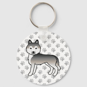 Graue sibirische Husky-Karikatur Schlüsselanhänger