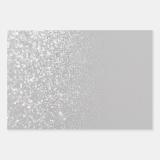 Graue Silber Imitate Glitzer Ombre Mix Geschenkpapier Set (Vorderseite 2)