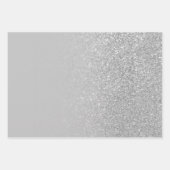 Graue Silber Imitate Glitzer Ombre Mix Geschenkpapier Set (Vorderseite)