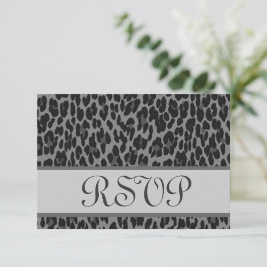 Graue Silber-Leopard-UAWG RSVP Karte (Stehend Vorderseite)