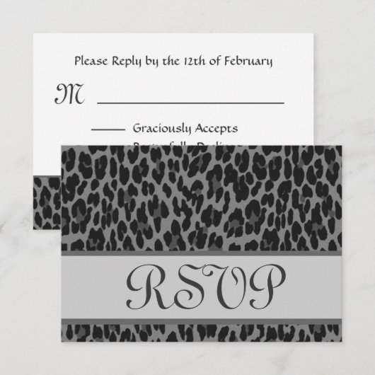 Graue Silber-Leopard-UAWG RSVP Karte (Vorne/Hinten)