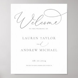 Graue Silber Minimalistisch Herzlich willkommen be Poster