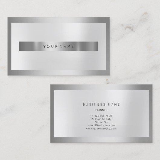 Graue Silber-Rahmen-Metallic MInimal-Minimal Visitenkarte (Vorne/Hinten)