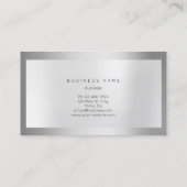 Graue Silber-Rahmen-Metallic MInimal-Minimal Visitenkarte (Rückseite)