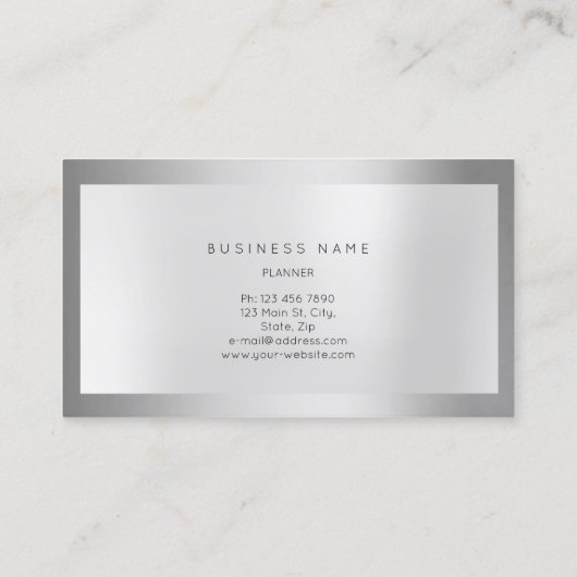 Graue Silber-Rahmen-Metallic MInimal-Minimal Visitenkarte (Rückseite)