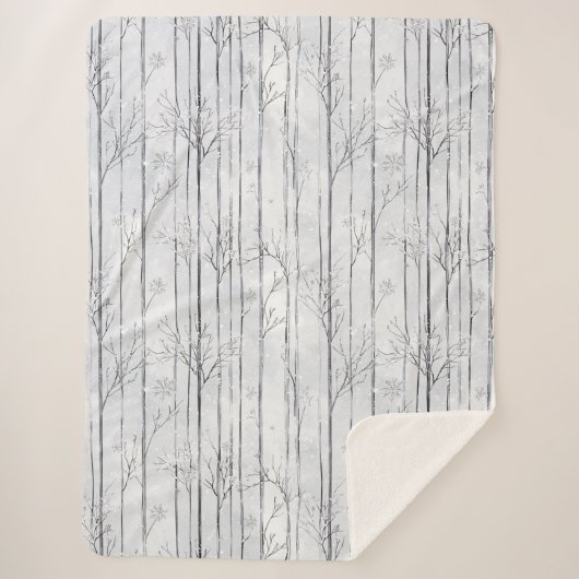Graue Silber-Schneeflocken-Bäume Sherpadecke (Vorderseite)