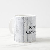 Graue Silber-Schneeflocken-Bäume Weihnachten Kaffeetasse (Vorderseite Links)