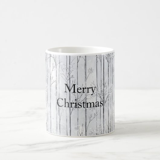 Graue Silber-Schneeflocken-Bäume Weihnachten Kaffeetasse (Mittel)