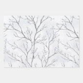 Graue Silber-Schneeflocken-Weihnachtsbäume Geschenkpapier Set (Vorderseite 2)