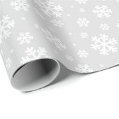 Graue Silber & Weiße Weihnachtsschneeflocken Geschenkpapier (Rolleneckpunkt)