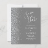Graue Silberkarte Save the Date (Vorderseite)