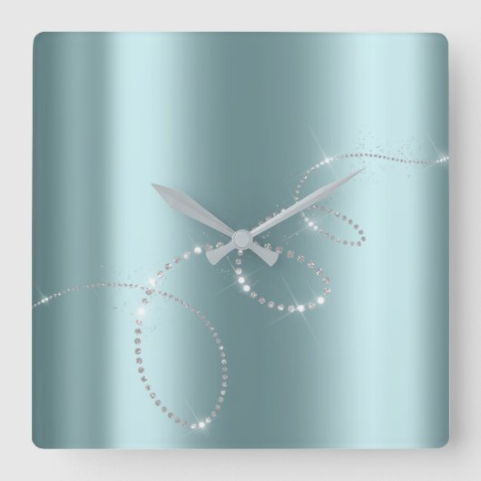 Graue Silberkristalle Unendlichkeit Diamanten Quadratische Wanduhr (Vorderseite)