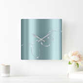 Graue Silberkristalle Unendlichkeit Diamanten Quadratische Wanduhr (Zuhause)