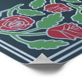 Graue silberne Blumen königliches Hochzeits-Willko Poster (Ecke)