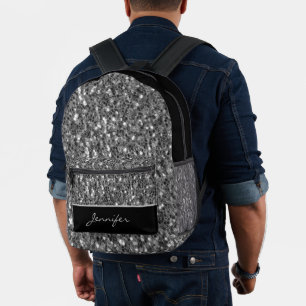 Graue silberne Glitzer Glitzern Schwarzer Individu Bedruckter Rucksack