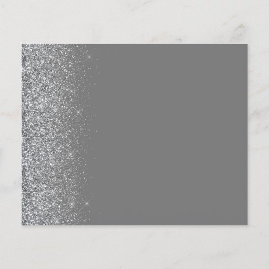 Graue Silberne Glitzer Hochzeit speichern Datum (Rückseite)