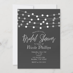 Graue silberne Lichterketten moderne Bridal Shower Einladung
