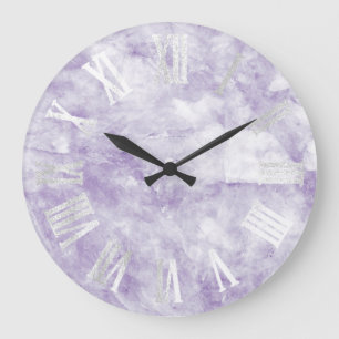 Graue silberne lila Amethyst römische Große Wanduhr