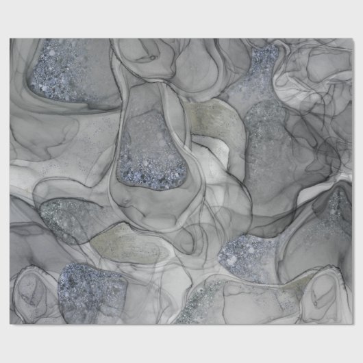 Graue silberne Marmorempfindungen Geschenkpapier (Flach)