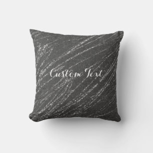Graue & silberne moderne Glamour-Marmorstreifen Kissen