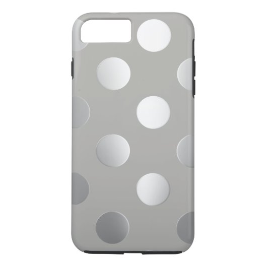 Graue, silberne Polka-Punkte Case-Mate iPhone Hülle (Rückseite)