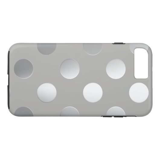 Graue, silberne Polka-Punkte Case-Mate iPhone Hülle (Rückseite (Horizontal))