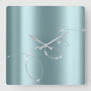 Graue silberne quadratische wanduhr