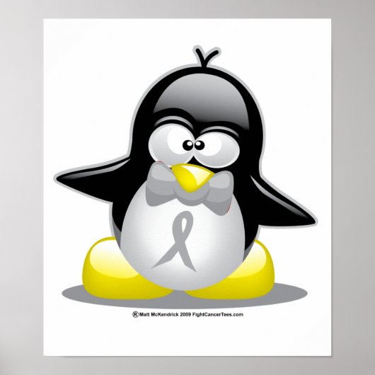 Graue/silberne Ribbon-Pinguin Poster (Vorne)