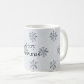 Graue silberne Schneeflocken Weihnachten Kaffeetasse (VorderseiteRechts)