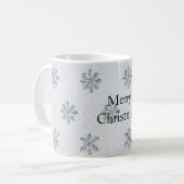 Graue silberne Schneeflocken Weihnachten Kaffeetasse (Vorderseite Links)