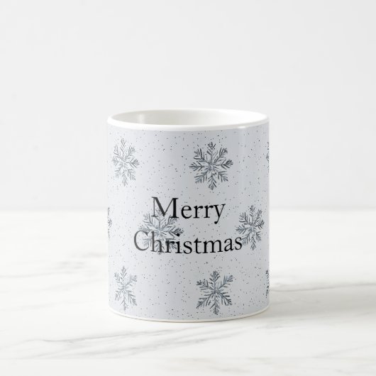 Graue silberne Schneeflocken Weihnachten Kaffeetasse (Mittel)