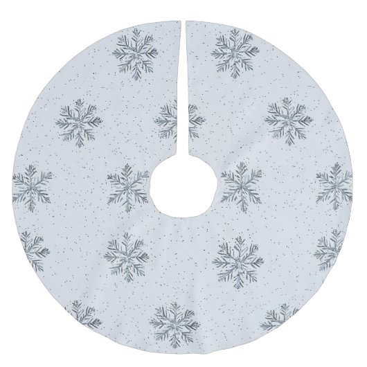 Graue silberne Schneeflocken Weihnachten Polyester Weihnachtsbaumdecke (Vorderseite)