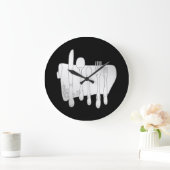 Graue Silberware auf der Black Kitchen Wall Clock Große Wanduhr (Zuhause)