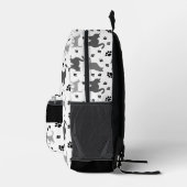 Graue Silhouette Cats Pawprints Muster Bedruckter Rucksack (Rechts)