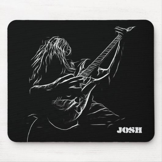 Graue Silhouette Gitarrist Mousepad (Vorne)