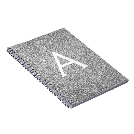 Graue Silver Foil Glitzer Sparkle Monogram Noteboo Notizblock (Rechte Seite)