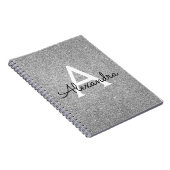 Graue Silver Foil Glitzer Sparkle Monogram Noteboo Notizblock (Rechte Seite)