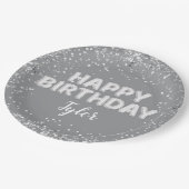 Graue Silver Geburtstagsparty Pappteller (Schrägansicht)