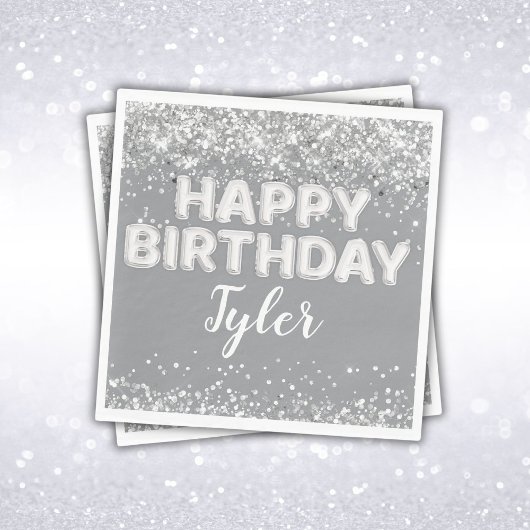 Graue Silver Geburtstagsparty Serviette