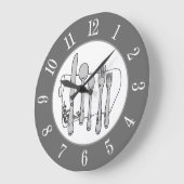 Graue Silverware White Napkin White Zahl auf Grau Große Wanduhr (Winkel)