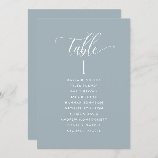 Graue, Sitzplan-Karten mit Gästennamen (Vorne/Hinten)