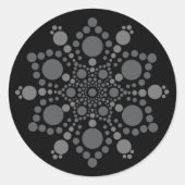 Graue Skala Mandala Dot Art Template Runder Aufkleber (Vorderseite)