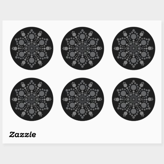 Graue Skala Mandala Dot Art Template Runder Aufkleber (Blatt)