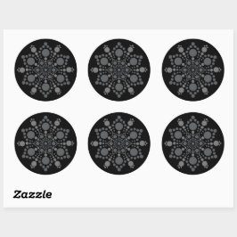 Graue Skala Mandala Dot Art Template Runder Aufkleber