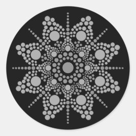 Graue Skala Mandala Dot Art Template Runder Aufkleber