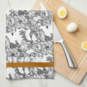 Graue Skalierung der Rose personalisiert Geschirrtuch (Viertel Falte)